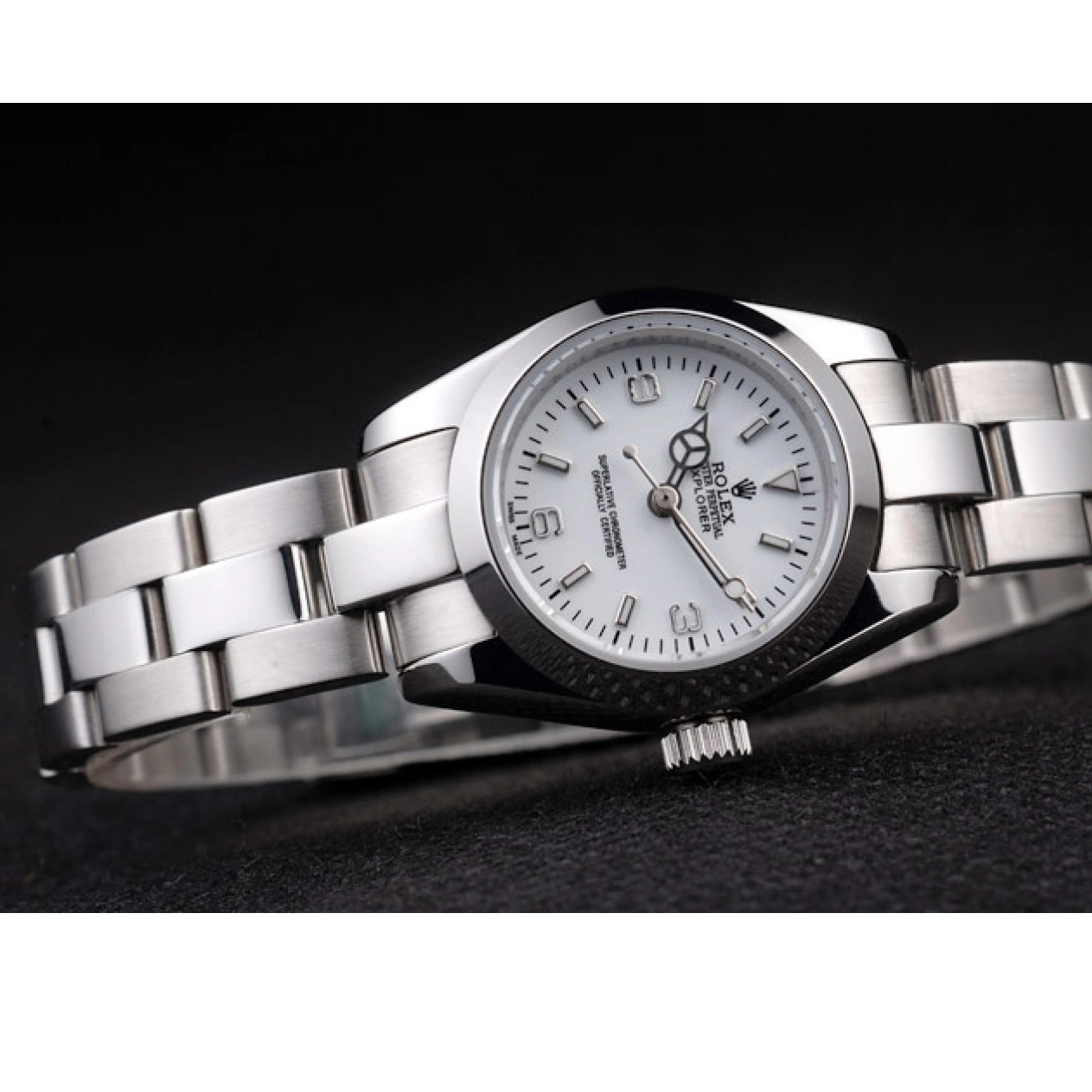 Aaa replica Explorer Polished Steel Dial 98088 Rolex White Stainless 0816